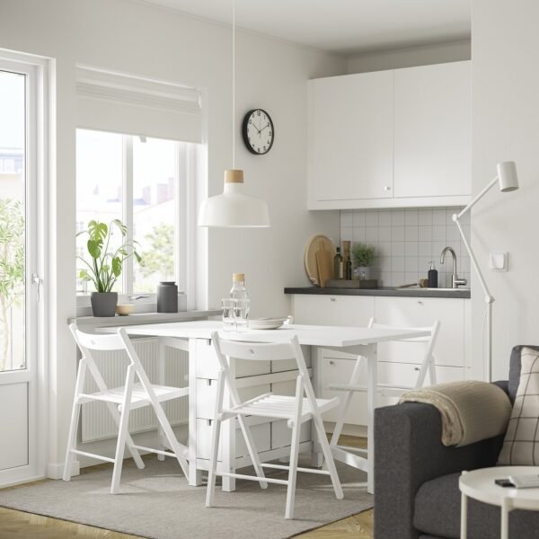 norden-froesvi-table-and-4-chairs-white-white__1339955_pe948473_s5.jpg Sleek White Dining Set