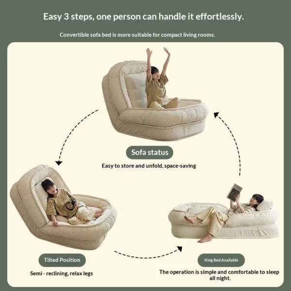 Folding Lazy Sofa Bed Human Kennel Design Huge Cloud Tatami Double Recliner For Room Balcony Bedroom L178cm W95cm H28cm