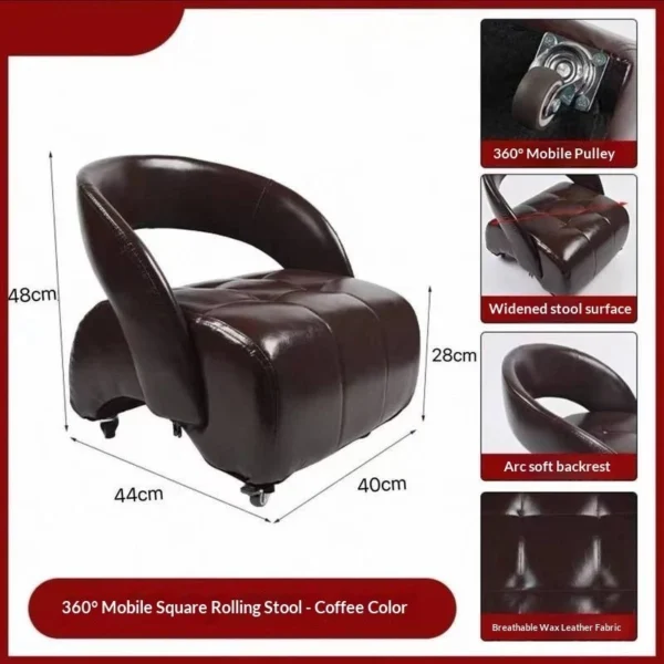 Vintage LeatSpace Saving Accent Chair for Living Room Office Retro Leather Sofa with Wheels L44cm W40cm H48cm